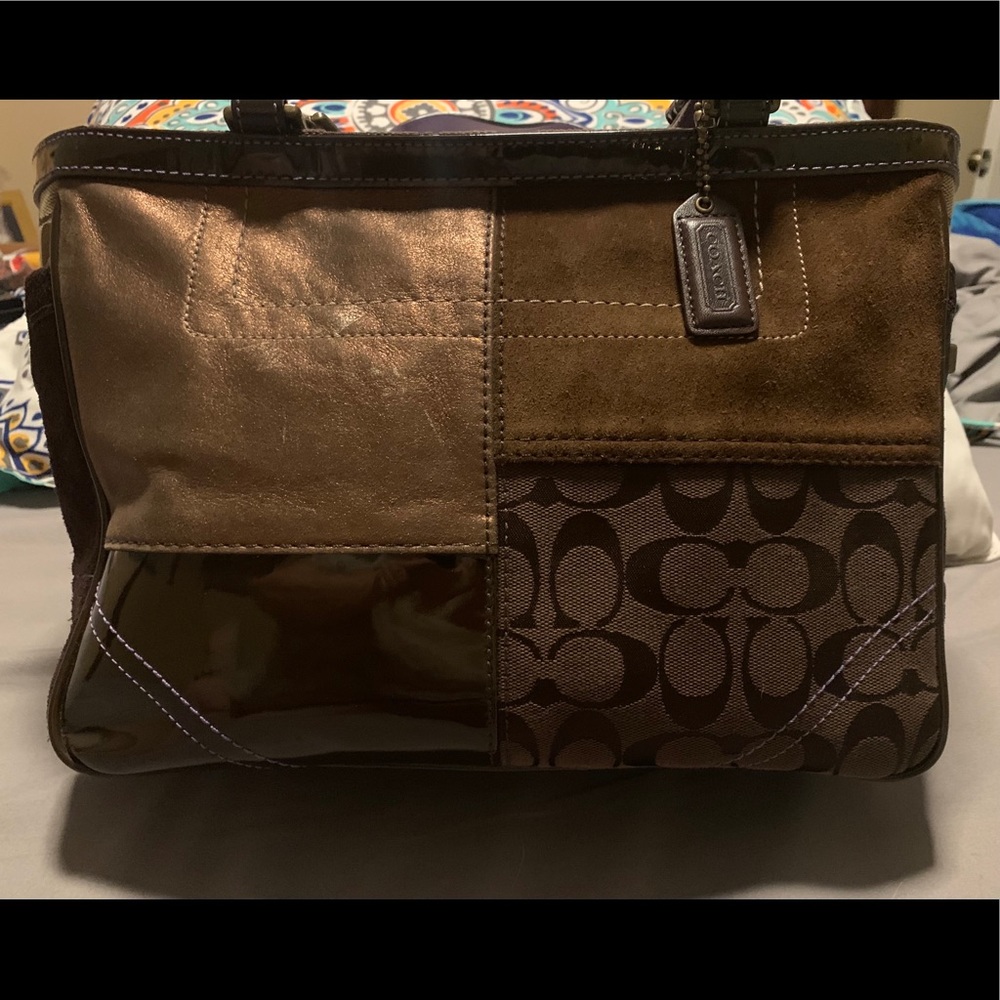 Vintage Coach Metallic Tote Bag